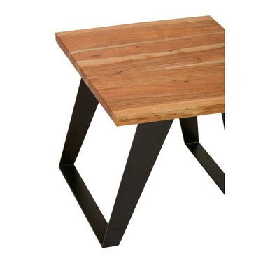 Surax Acacia Wood And Looped Iron Base Side Table - Image 4