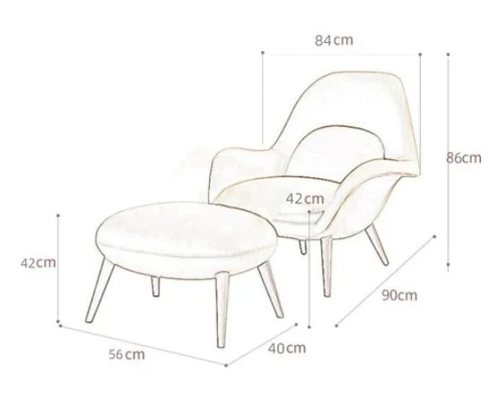 Swoon Lounge Petit Armchair And Stool, White, Wood Leg - Image 5