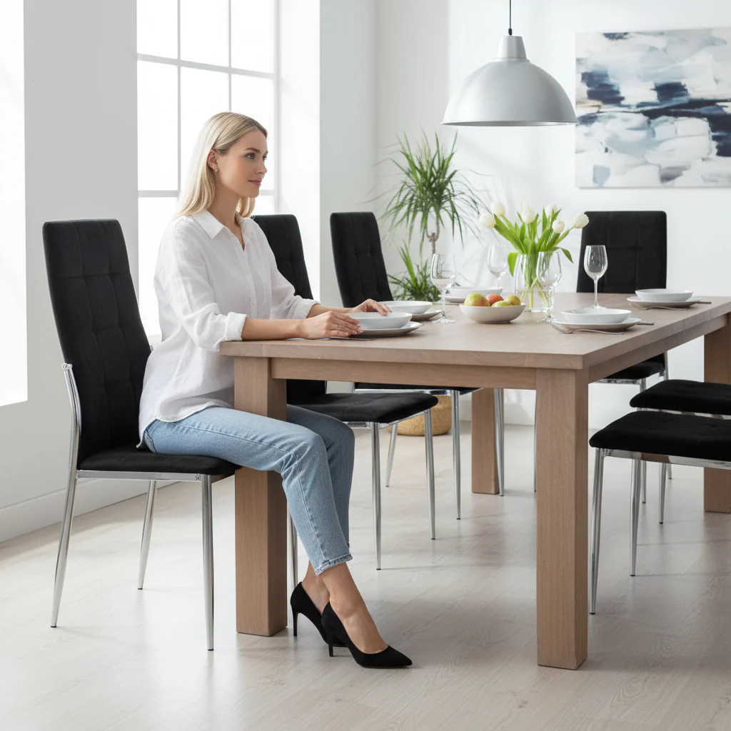 Tamzin Black Velvet High Back Dining Chair - Image 2
