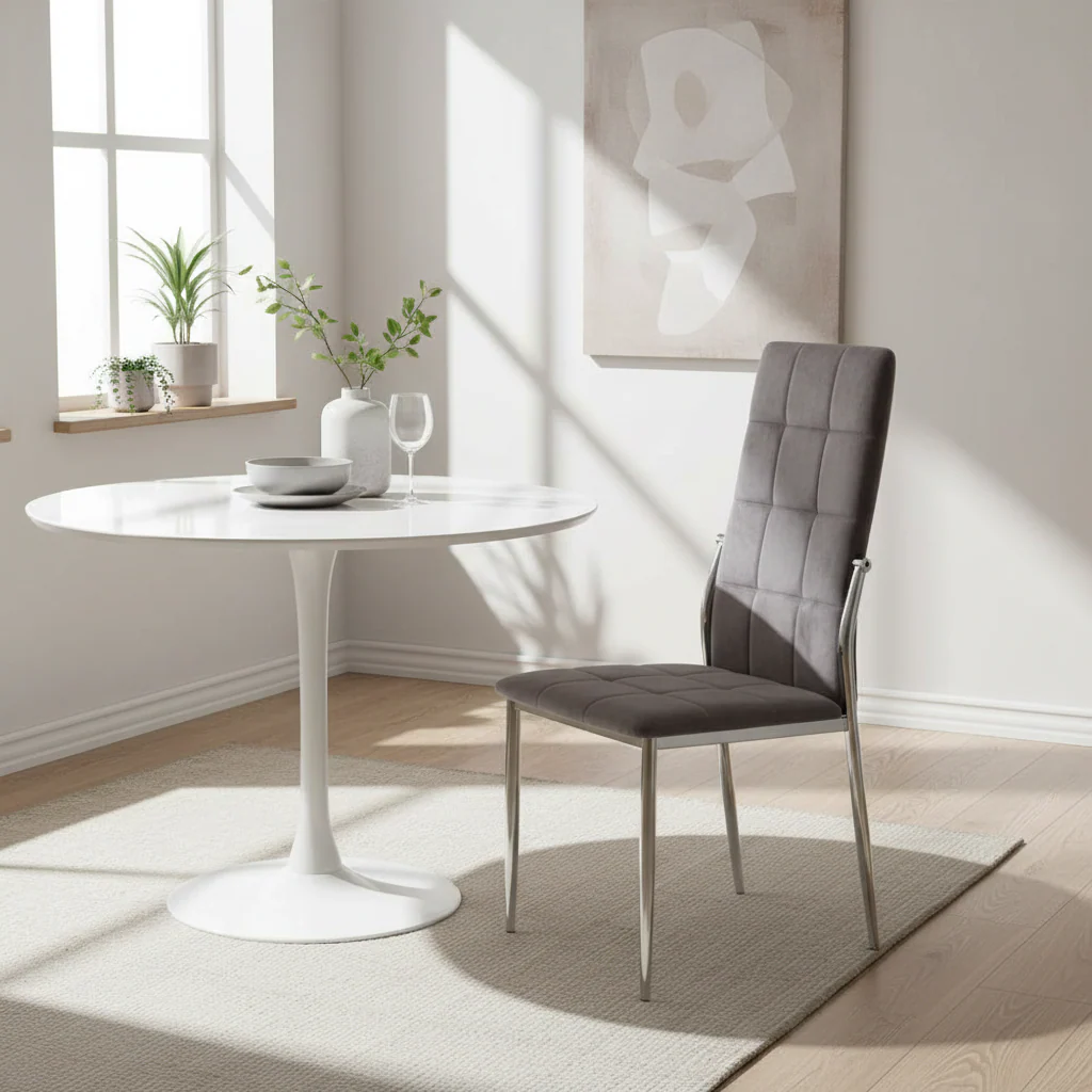 Tamzin Grey Velvet High Back Dining Chair - Image 3