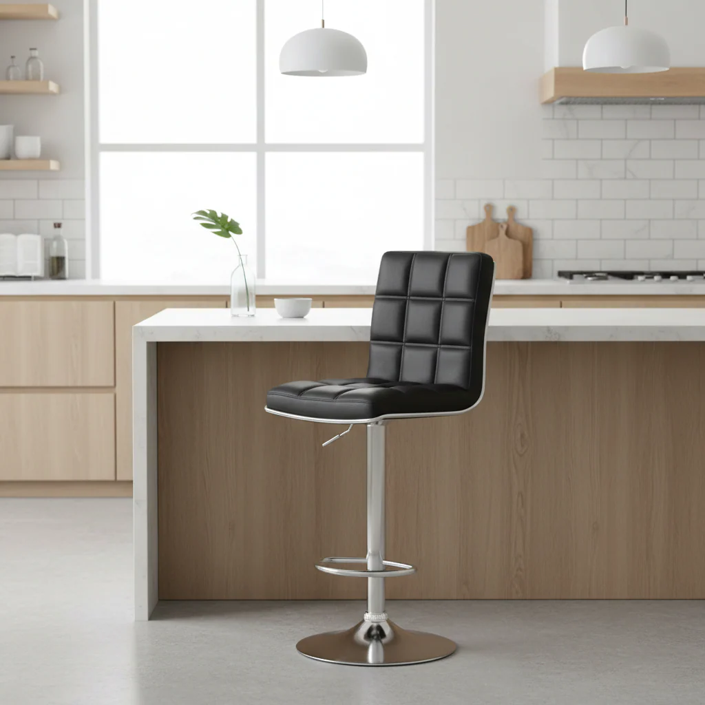 Tavor Black Faux Leather Bar Chair - Image 3