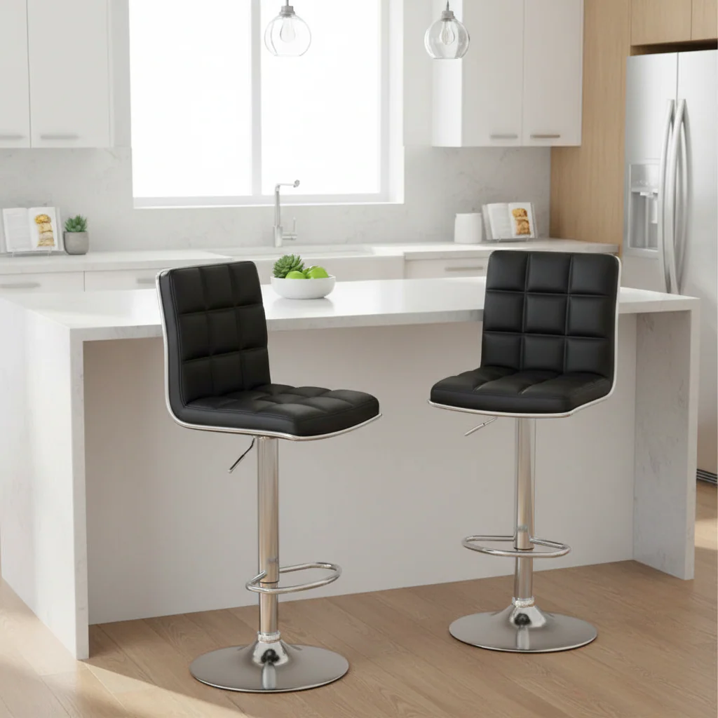 Tavor Black Faux Leather Bar Chair - Image 4