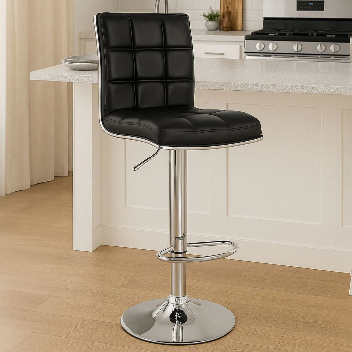 Tavor Black Faux Leather Bar Chair - Image 6