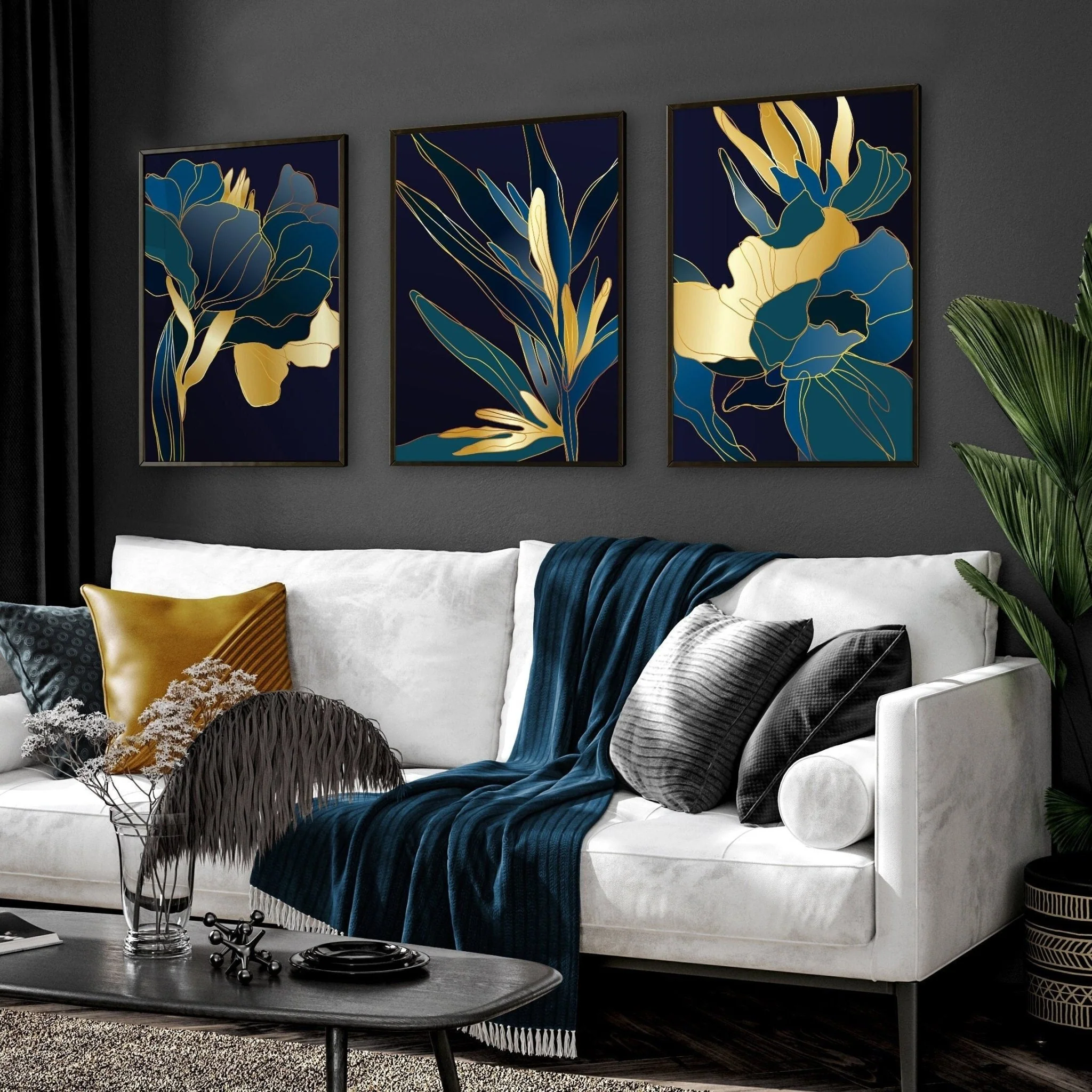 Living room artwork | set of 3 Teal wall art prints - Image 3