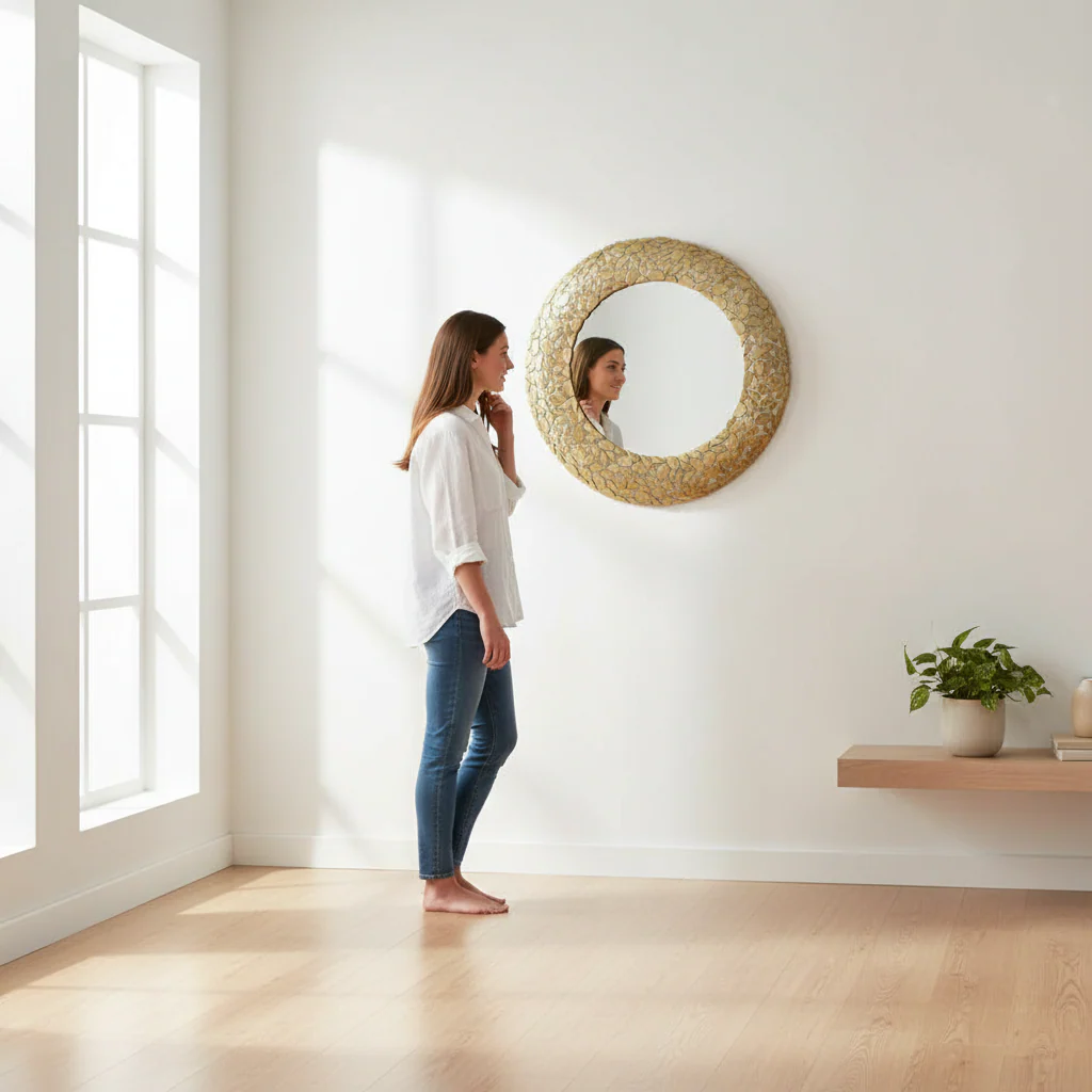 Templar Pebble Effect Round Wall Mirror - Image 2
