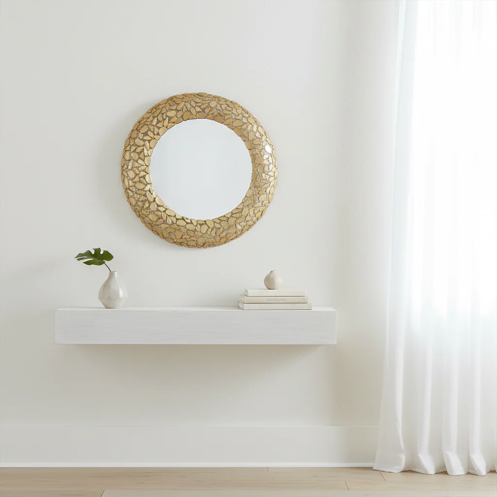 Templar Pebble Effect Round Wall Mirror - Image 3