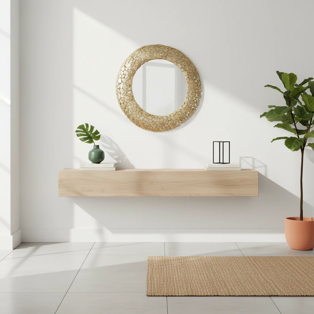 Templar Pebble Effect Round Wall Mirror - Image 4