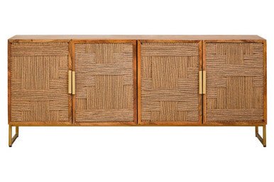 Teora Mango Wood Paper Rope Detail Four Door Sideboard - Image 2