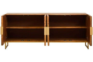 Teora Mango Wood Paper Rope Detail Four Door Sideboard - Image 3