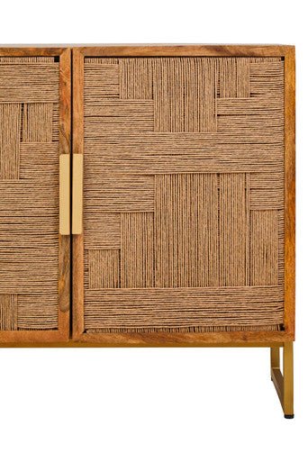 Teora Mango Wood Paper Rope Detail Four Door Sideboard - Image 4
