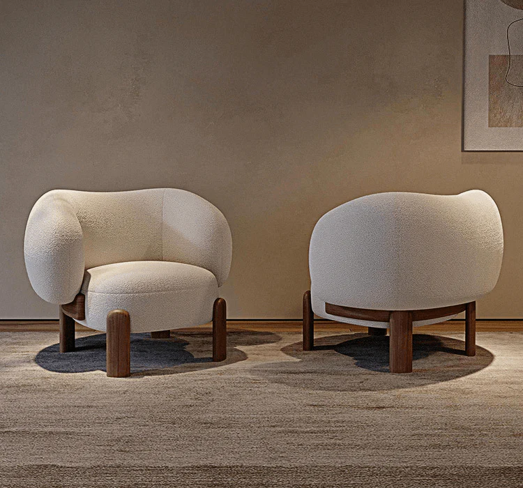 Thelonious Boucle Armchair, White Armchair - Image 4