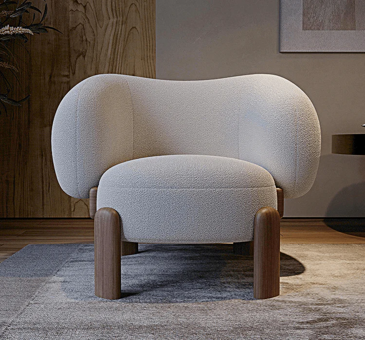 Thelonious Boucle Armchair, White Armchair - Image 6