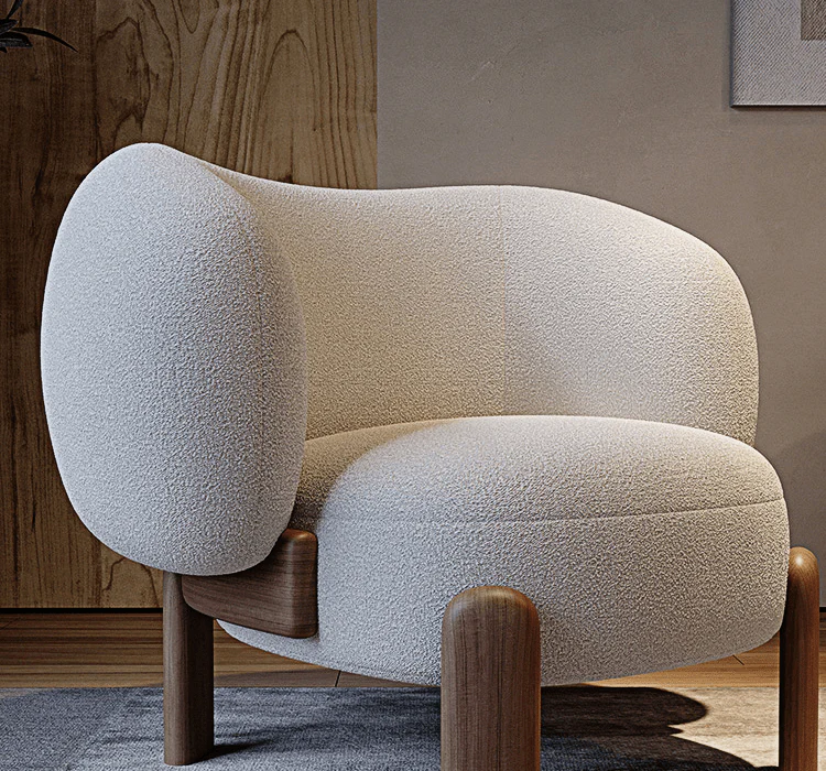 Thelonious Boucle Armchair, White Armchair - Image 9