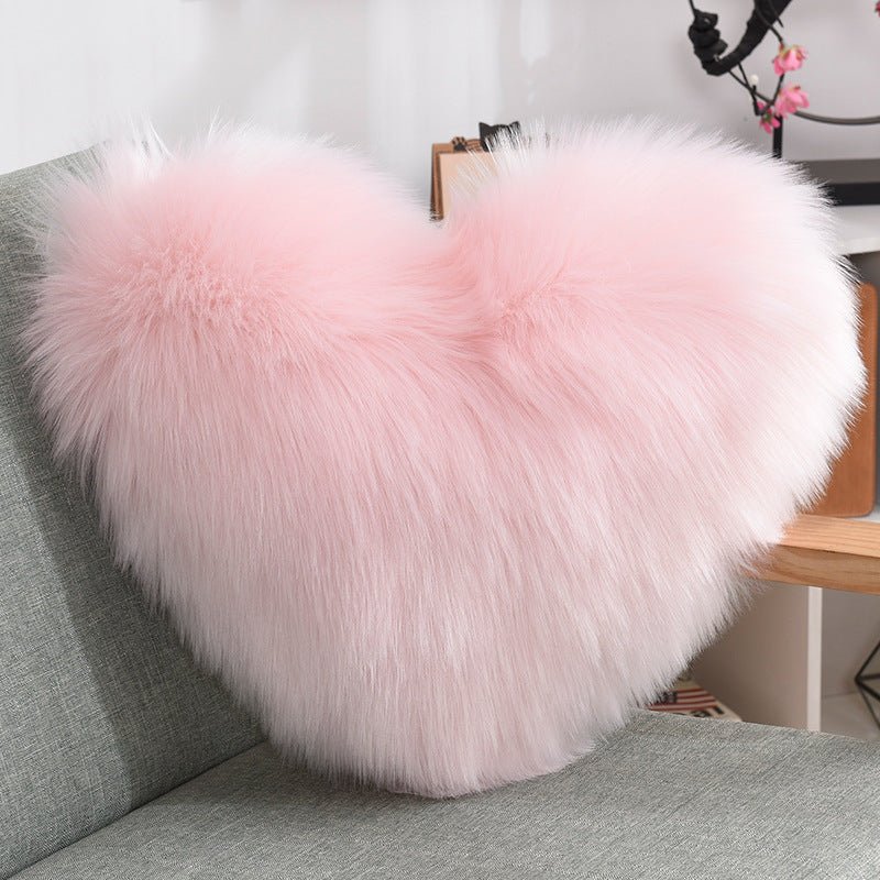 Throw Pillows Heart Shape Long Plush Fluffy Shaggy Cushion Cover Sofa Cushions Decorative Pillow Covers Pillowcase White - Image 16