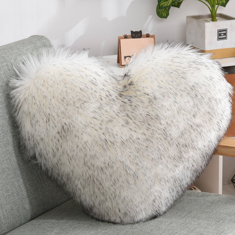 Throw Pillows Heart Shape Long Plush Fluffy Shaggy Cushion Cover Sofa Cushions Decorative Pillow Covers Pillowcase White - Image 4
