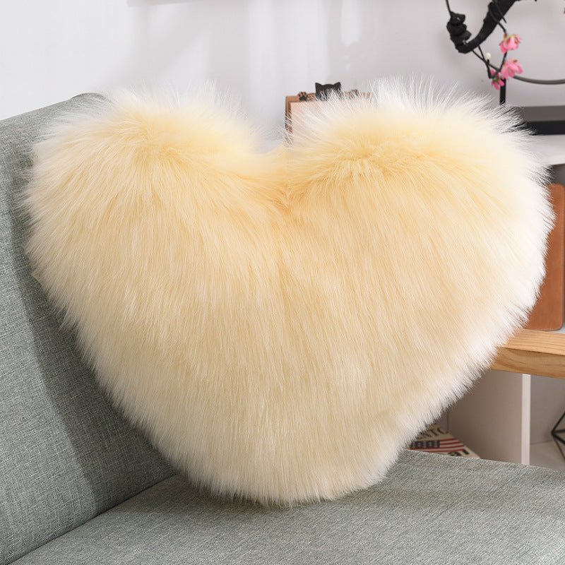 Throw Pillows Heart Shape Long Plush Fluffy Shaggy Cushion Cover Sofa Cushions Decorative Pillow Covers Pillowcase White - Image 5