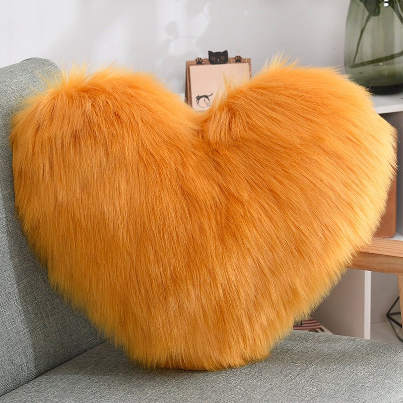 Throw Pillows Heart Shape Long Plush Fluffy Shaggy Cushion Cover Sofa Cushions Decorative Pillow Covers Pillowcase White - Image 8