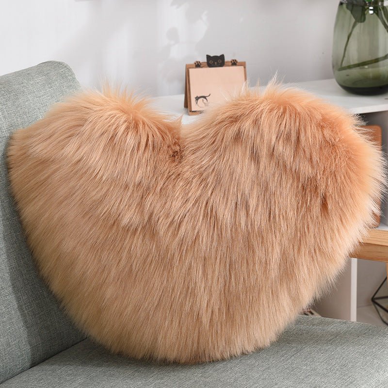 Throw Pillows Heart Shape Long Plush Fluffy Shaggy Cushion Cover Sofa Cushions Decorative Pillow Covers Pillowcase White - Image 9