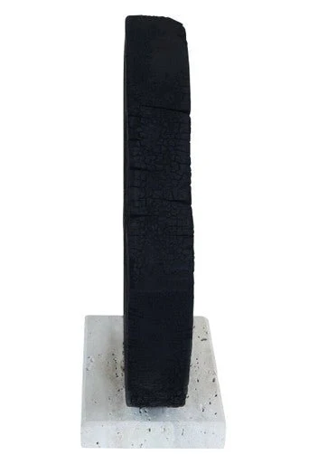 Tibor Black Mango Wood Sculpture With Travertine Base - Image 2