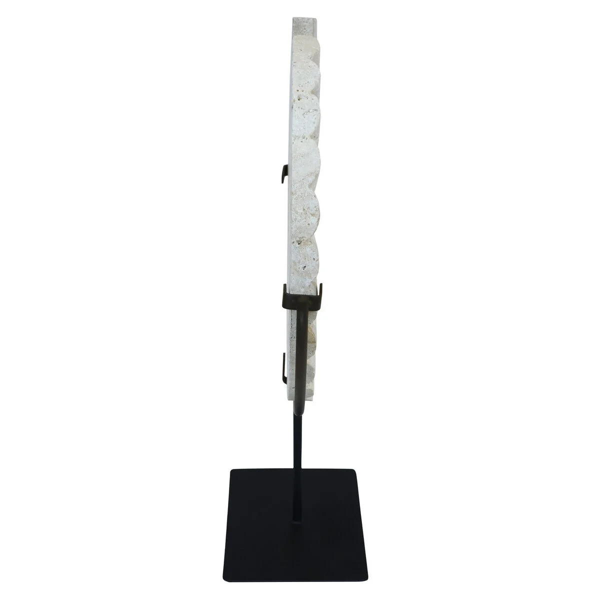 Tibor Travertine Disc Sculpture With Black Metal Base - Image 6