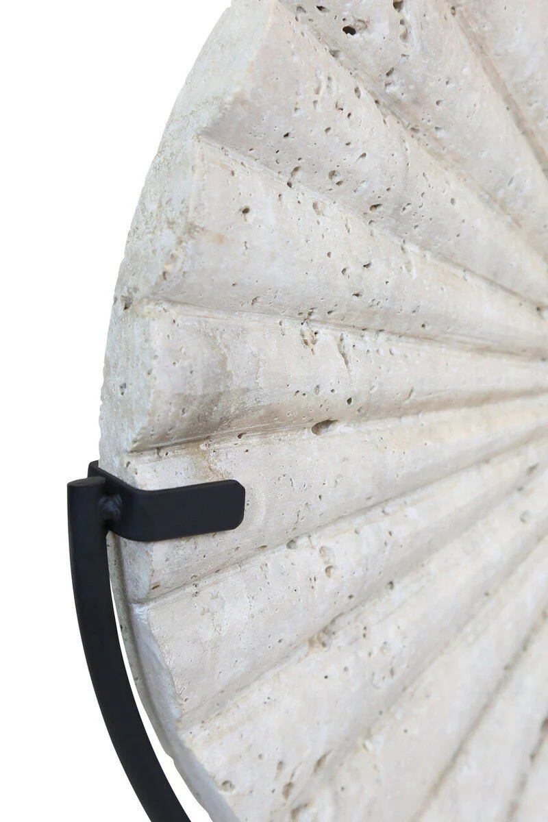 Tibor Travertine Disc Sculpture With Black Metal Base - Image 8