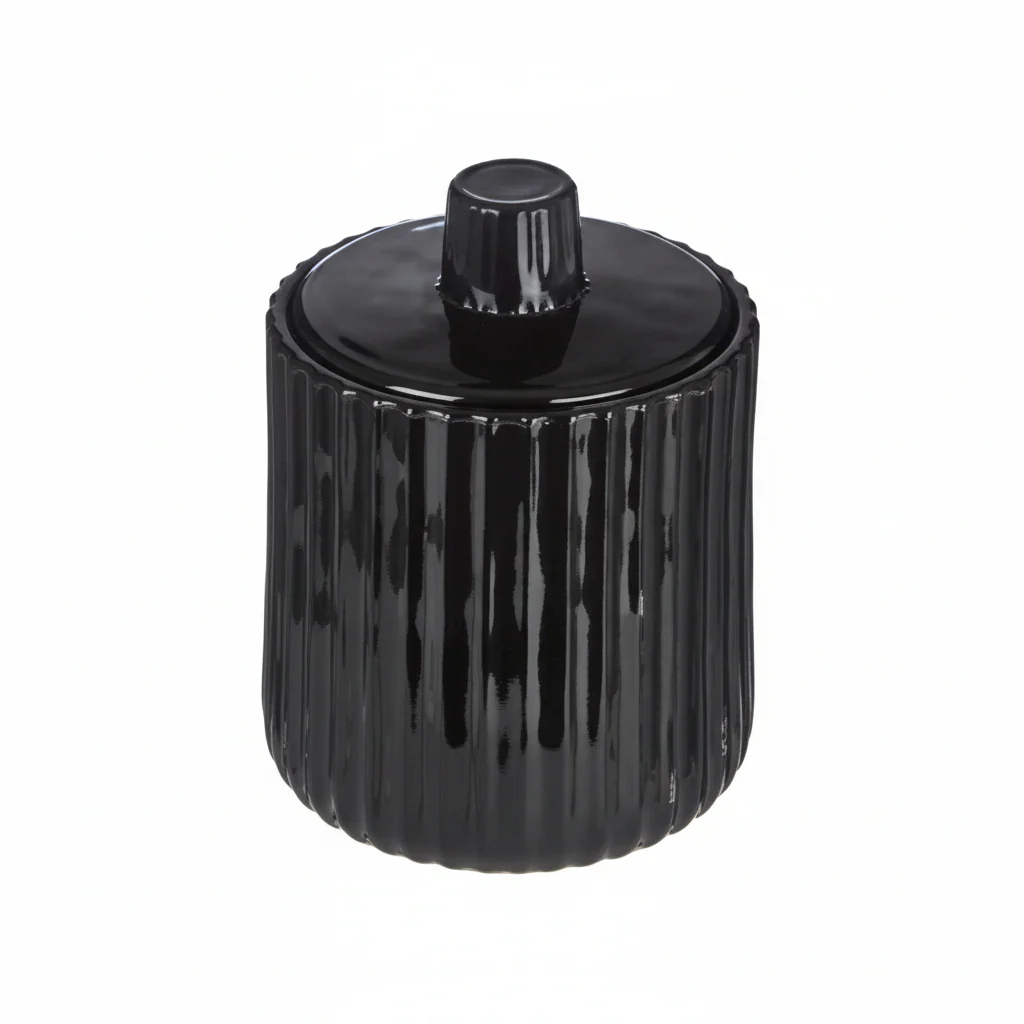 Ticino Brittany Black Glass Storage Jar