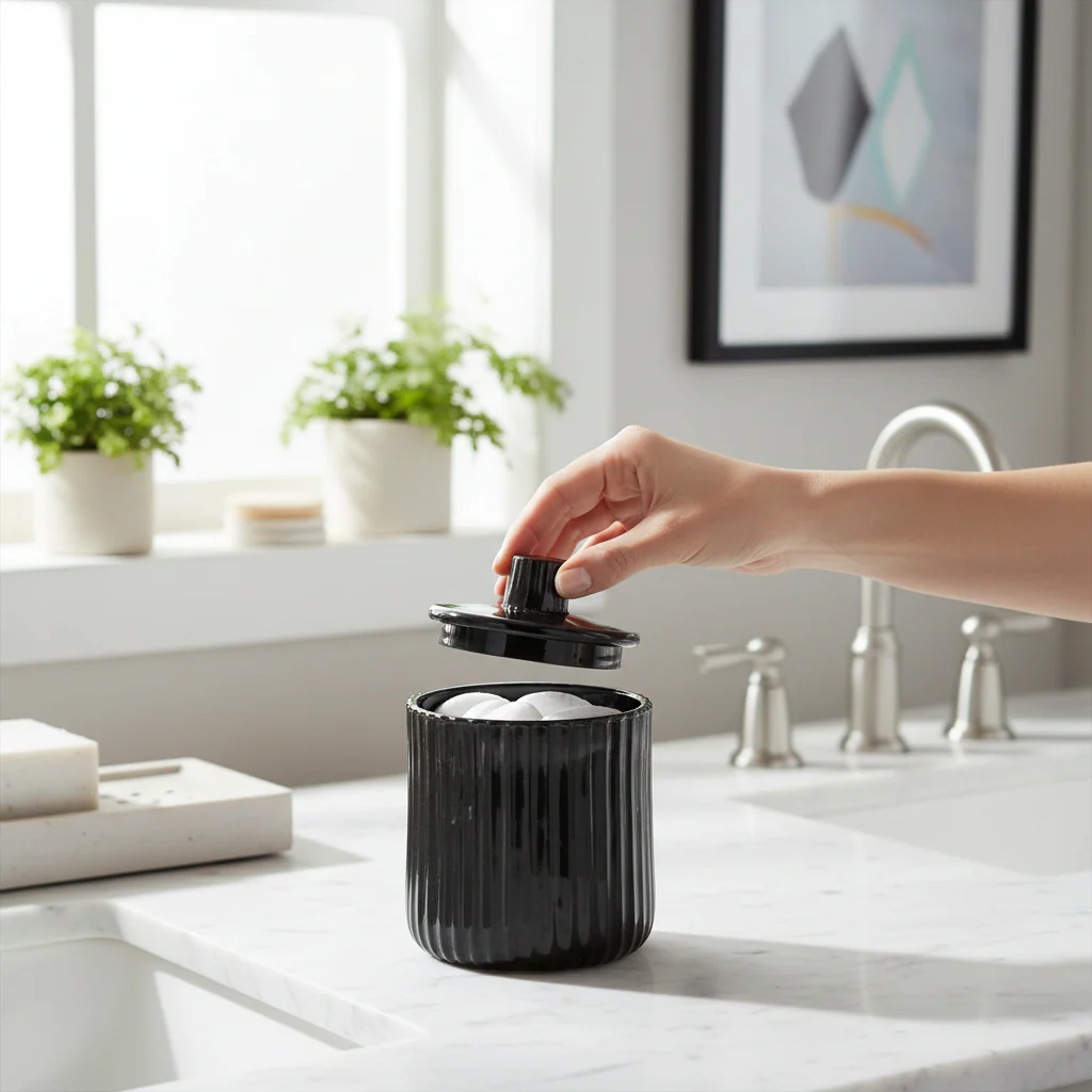 Ticino Brittany Black Glass Storage Jar - Image 2