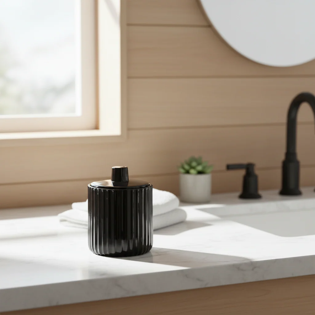Ticino Brittany Black Glass Storage Jar - Image 3