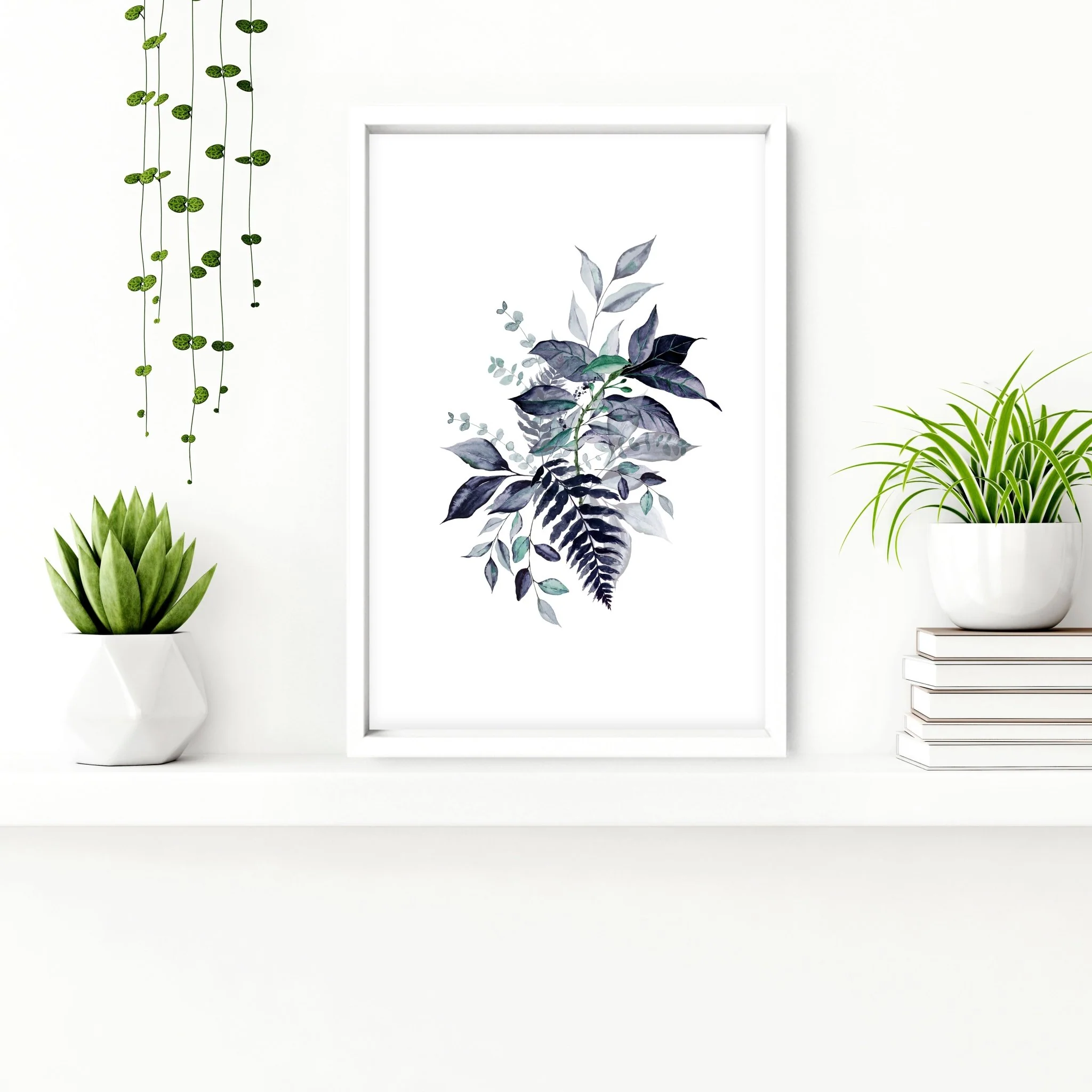 Toilet wall decor | set of 3 Blue Botanical wall art - Image 7