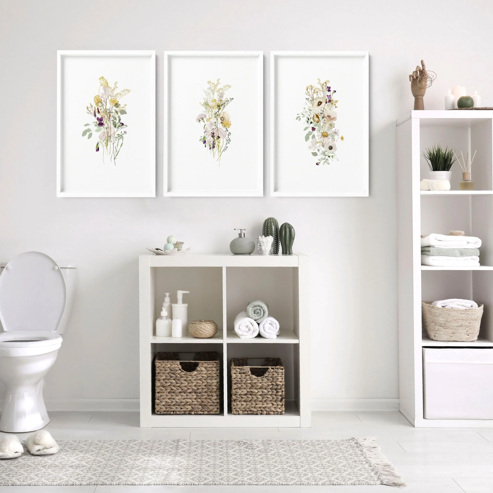 Toilet wall decoration | Set of 3 Floral wall art prints - Image 8