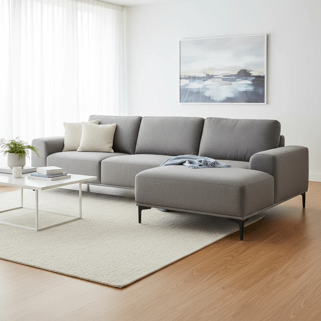 Toulon 3 Seat Grey Fabric Right Chaise Sofa - Image 2