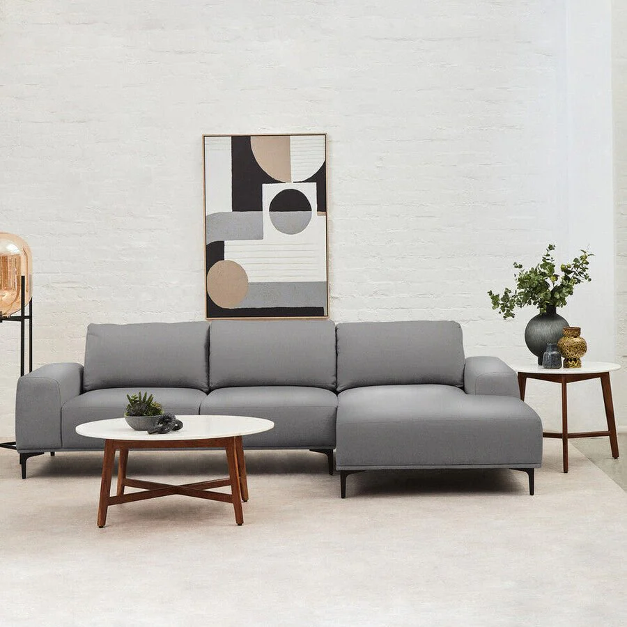 Toulon 3 Seat Grey Fabric Right Chaise Sofa - Image 4
