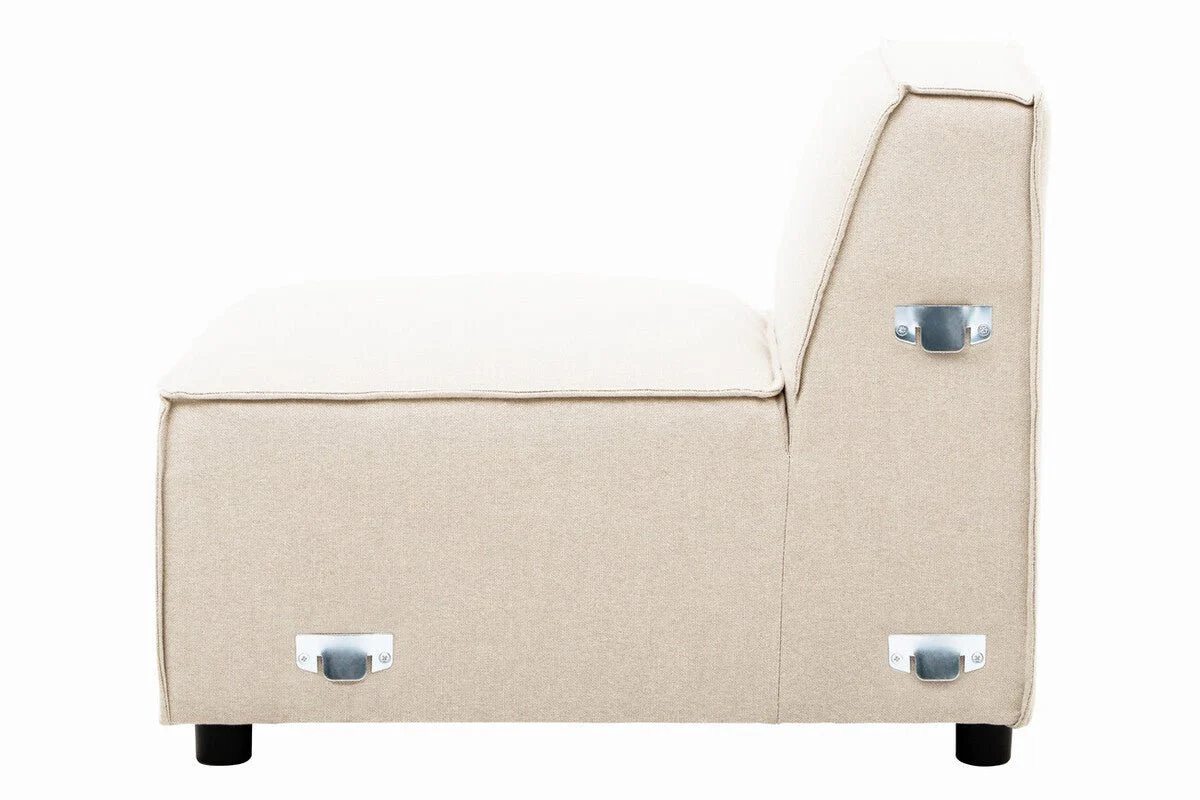 Toulouse Cream Fabric Armless Sofa. - Image 10
