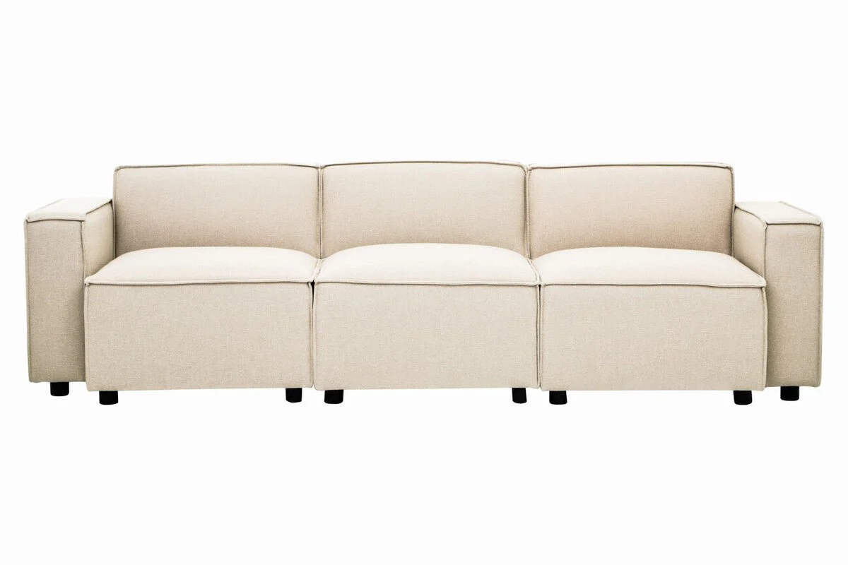 Toulouse Cream Fabric Armless Sofa. - Image 11
