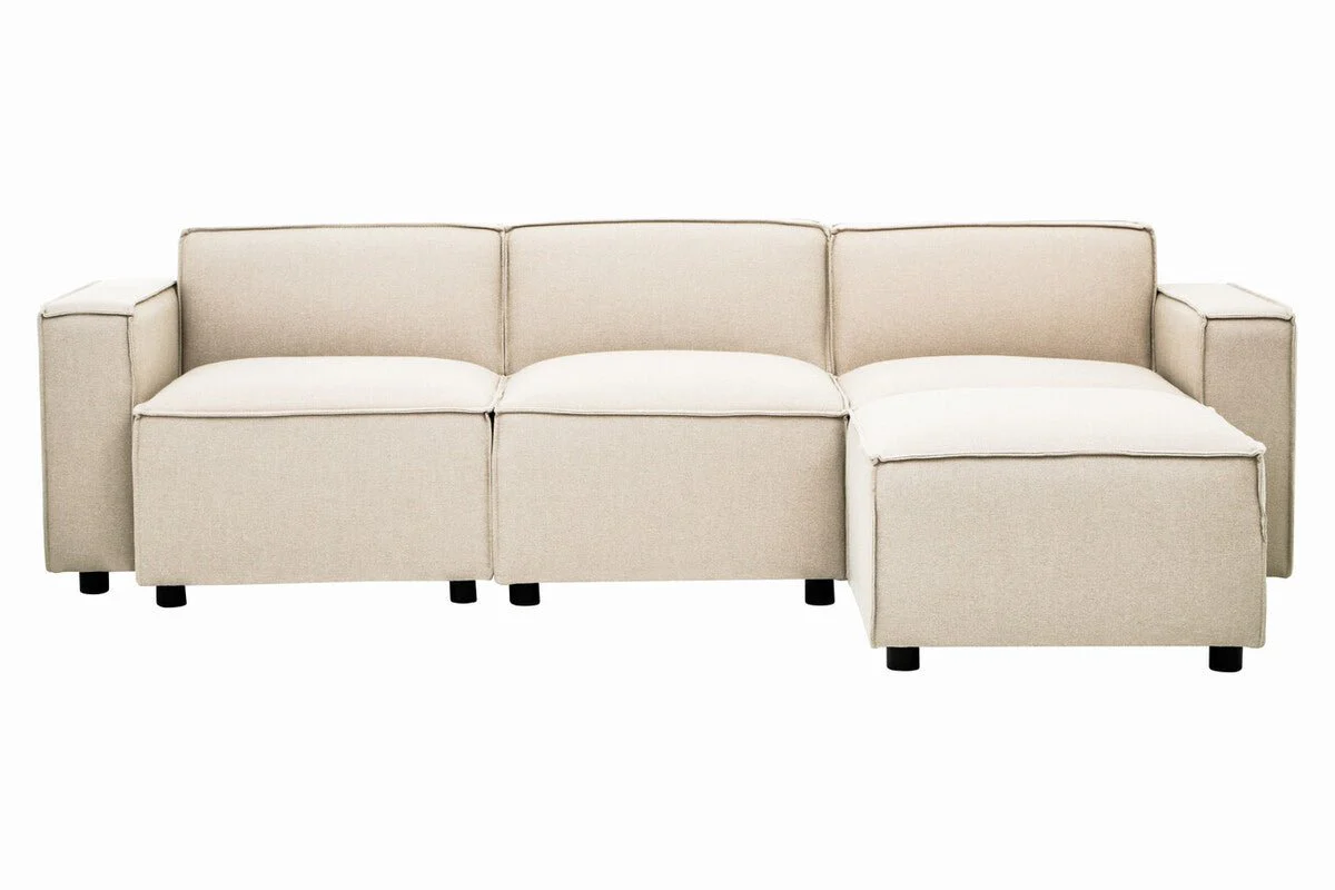 Toulouse Cream Fabric Armless Sofa. - Image 12