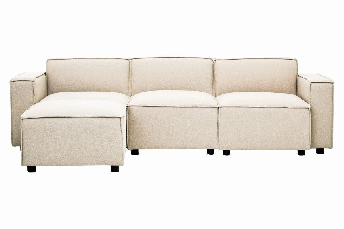 Toulouse Cream Fabric Armless Sofa. - Image 13