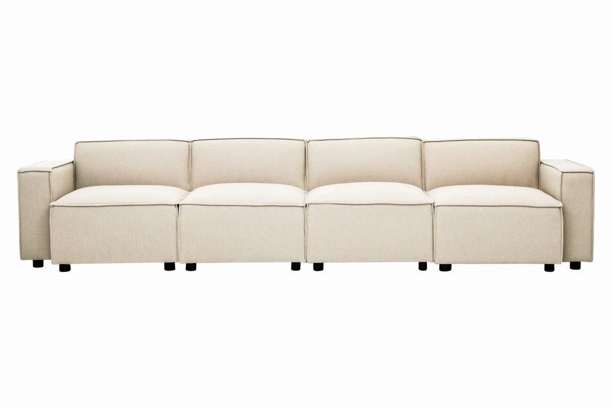 Toulouse Cream Fabric Armless Sofa. - Image 14