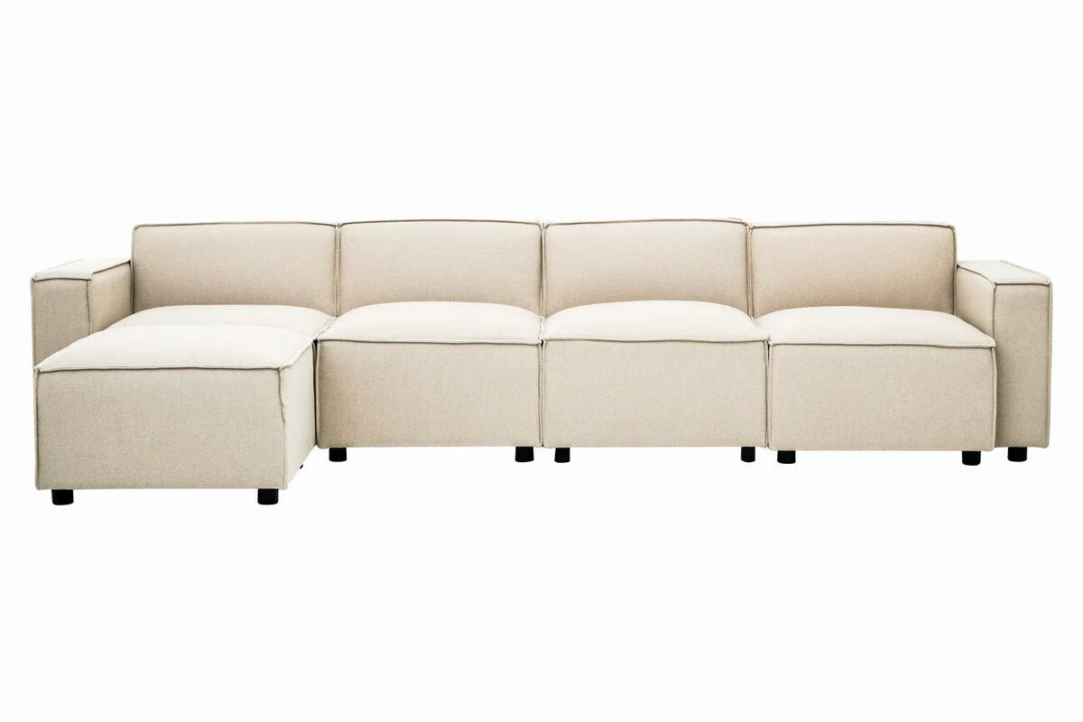 Toulouse Cream Fabric Armless Sofa. - Image 16