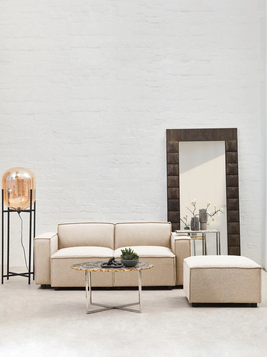 Toulouse Cream Fabric Armless Sofa. - Image 18
