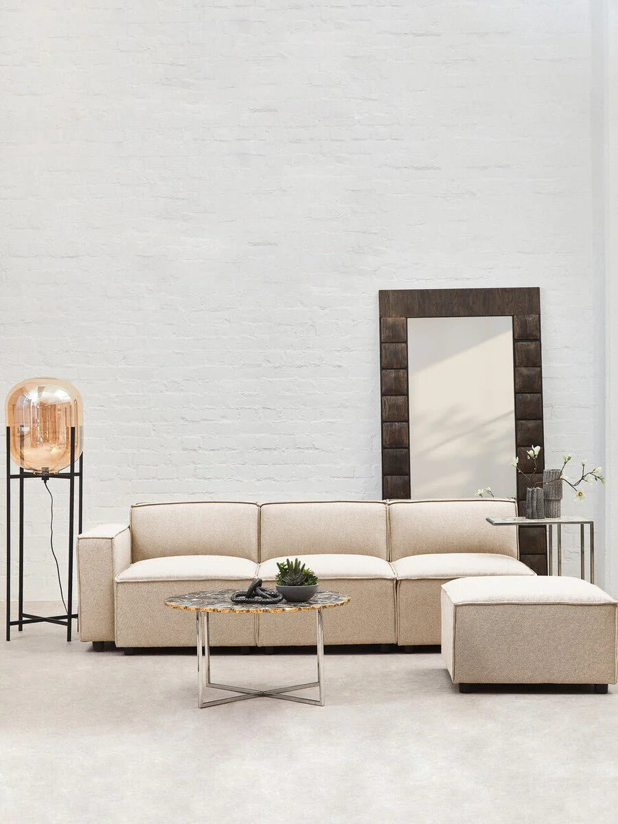 Toulouse Cream Fabric Armless Sofa. - Image 19