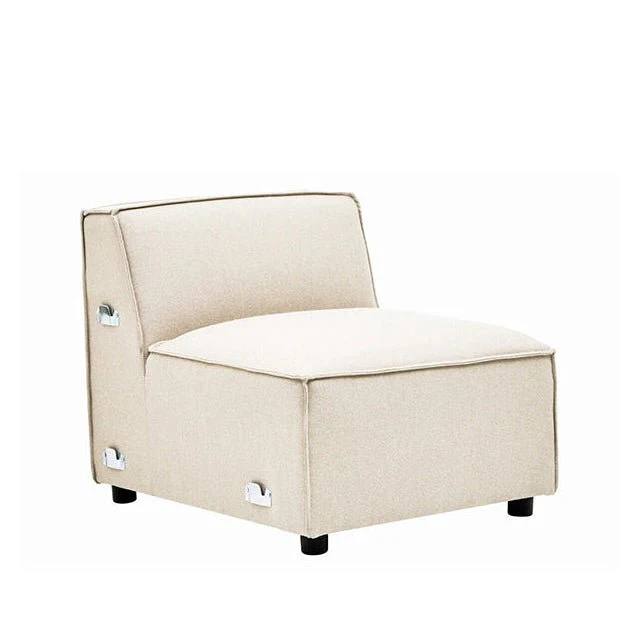 Toulouse Cream Fabric Armless Sofa. - Image 5