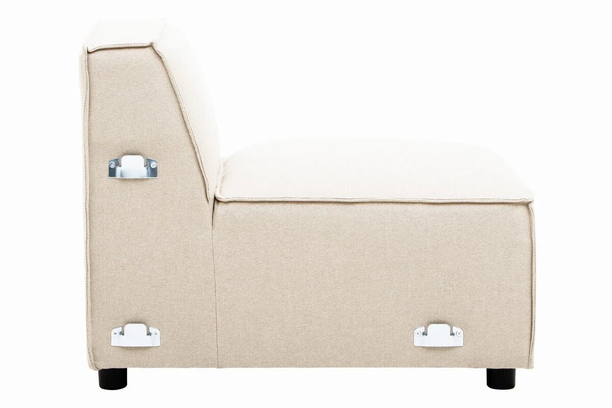 Toulouse Cream Fabric Armless Sofa. - Image 8