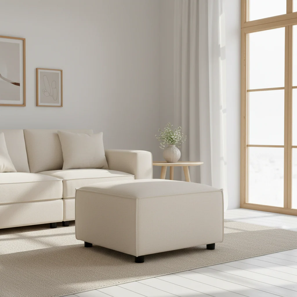 Toulouse Cream Fabric Sofa Ottoman - Image 3