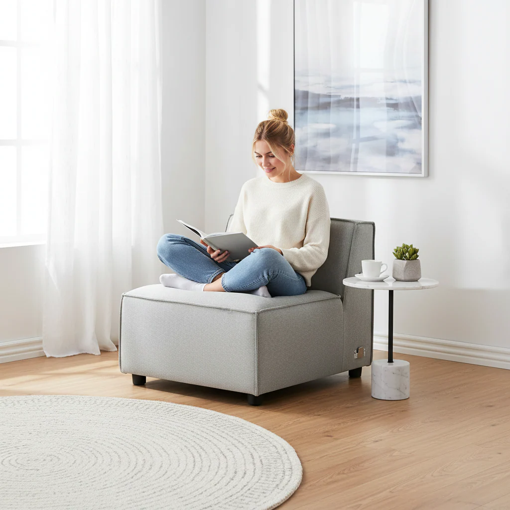 Toulouse Grey Fabric Armless Sofa - Image 2