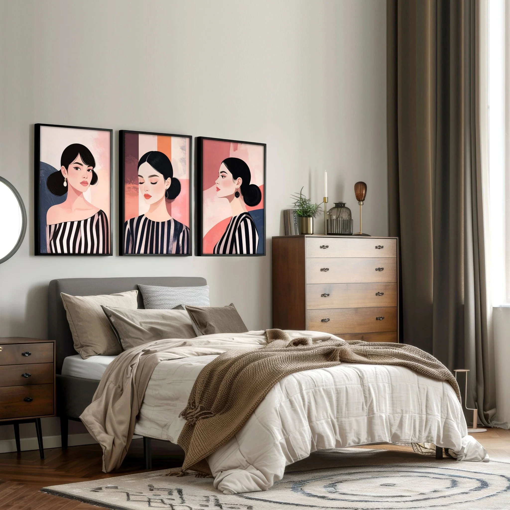 Trendy Wall Art For Bedroom | Set of 3 Bohemian Women Prints - Image 4