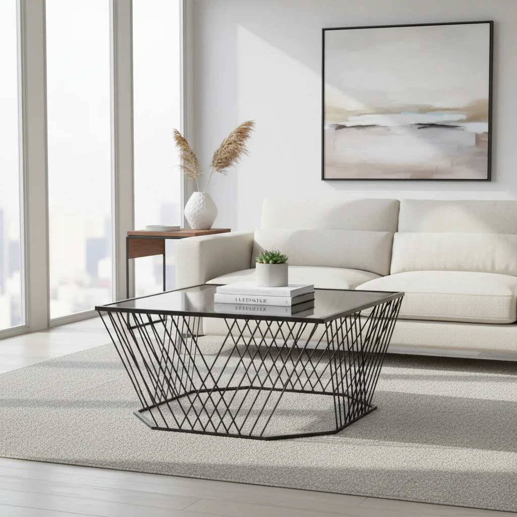 Trento Coffee Table With Grey Glass Top - Image 4