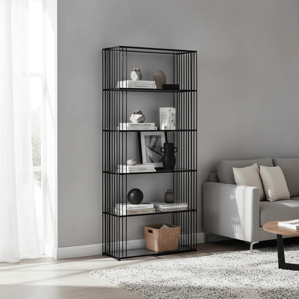 Trento Five Tier Black Bookshelf - Image 4