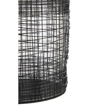 Trento Glass and Black Finish Metal Cylindrical Lantern - Image 10