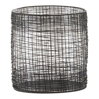 Trento Glass and Black Finish Metal Cylindrical Lantern - Image 11
