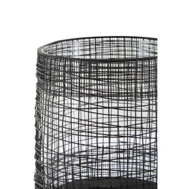 Trento Glass and Black Finish Metal Cylindrical Lantern - Image 9